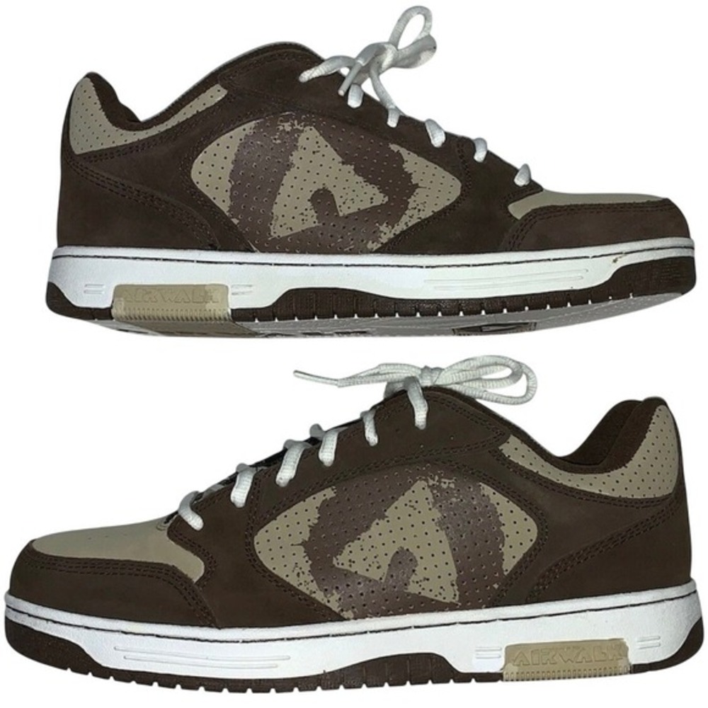 Y2K Airwalk 86 Ollie Big A Men's 9.5 Vtg 2001 Skate Shoe Tan/Brown New Unused